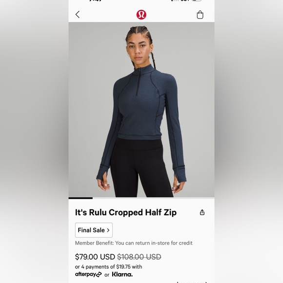 Cropped half zip size 12 - Picture 1 of 5